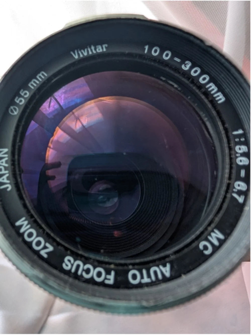 Vivitar 100-300mm MC Auto Focus Zoom Lens 55mm Japan w/ Hood & EF Marked Cap
